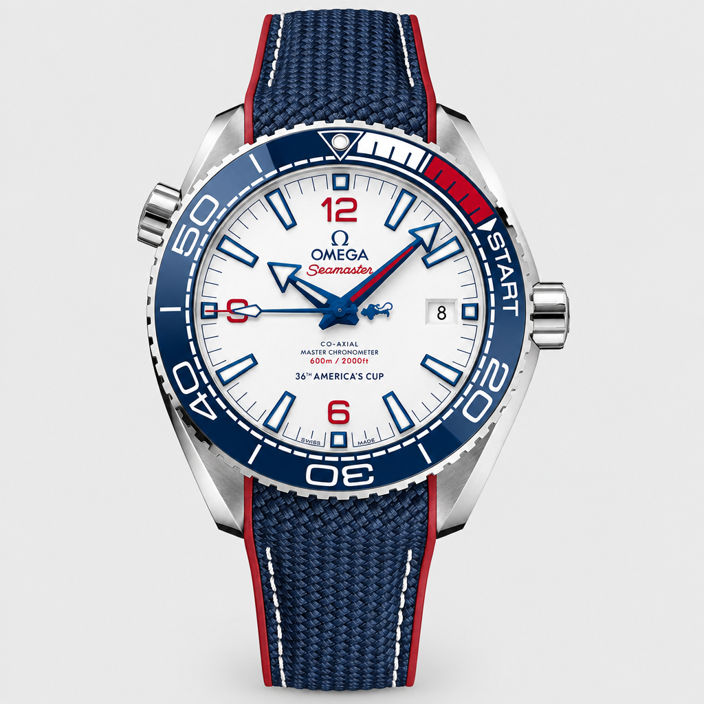 JT SOP 2026-10-06 — White / Red Blue Bezel / Blue Strap