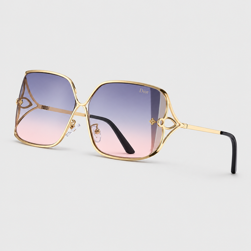 Unisex Square Metal Gradient Sunglasses