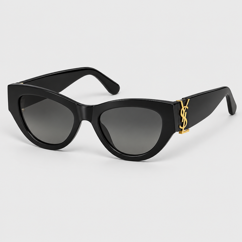 Gold-Logo Retro Cat-Eye Sunglasses