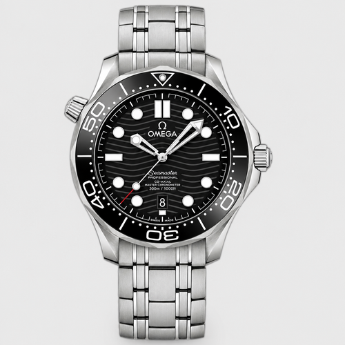 Wave-Pattern Round Bezel Watch