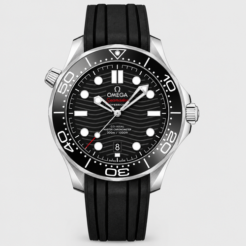 Wave-Pattern Round Bezel Watch