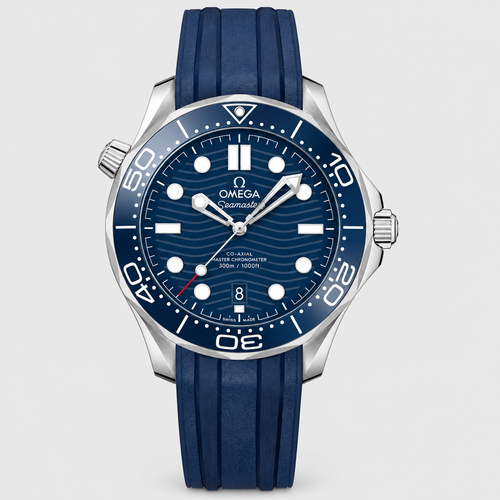Wave-Pattern Round Bezel Watch