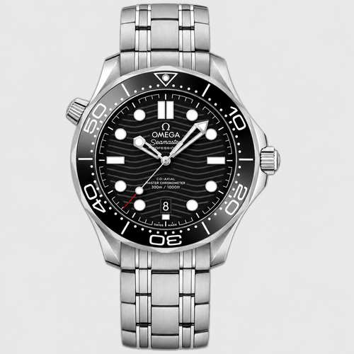 Wave-Pattern Round Bezel Watch