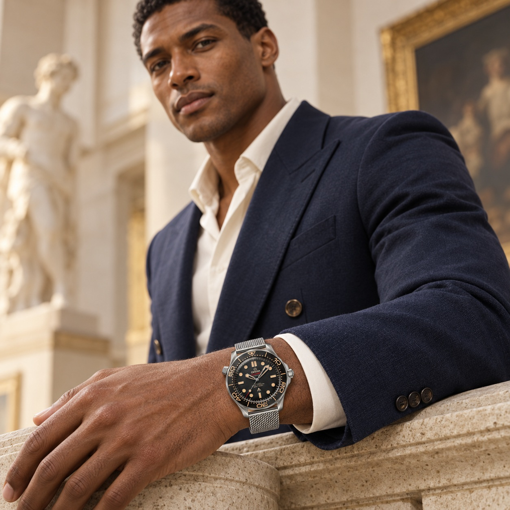 Retro Diver worn by a male model in formal tailored styling