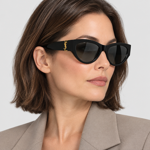 Gold-Logo Retro Cat-Eye Sunglasses