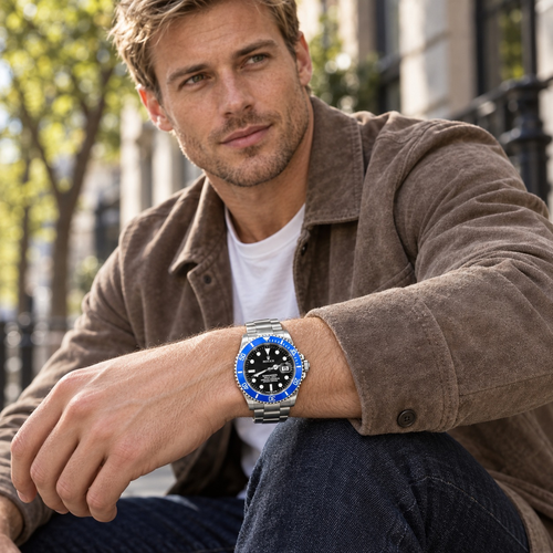 Bold-Color Round Bezel Watch